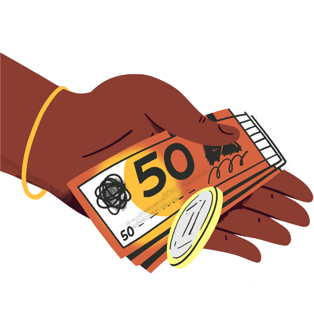 Illustrierte Hand mit Geld